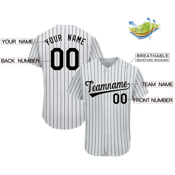 Kan tilpasses Baseball Jersey Team Shirt Print Team Personlige Navn Antal Stribe Hip Hop Sportstøj Baseball T-shirt Mænd/Kvinder/Kid