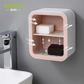 ECOCO Dobbelt Skuffe Design vægmonteret sæbeskål Max Badeværelse Shower Soap Holder Skuffen Storage Rack Hylde Badeværelse Tilbehør