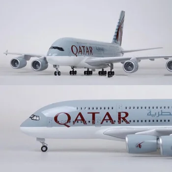 1/160 Skala 50.5 CM Fly, Airbus A380 Flyselskab QATAR Model W Lys og Hjul Støbt Plast Harpiks Plan For Indsamling