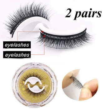 2 Par Makeup Øjenvipper selvklæbende Lim Gratis Øjenvipper Let At Bære Falske Vipper Genanvendelige Eyelash Extension Makeup Værktøj