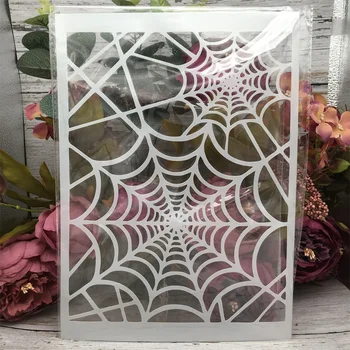 1stk 29cm A4 Spider Web-Net DIY Lagdeling Stencils Maleri Scrapbog Farve Prægning Album Dekorative Skabelon