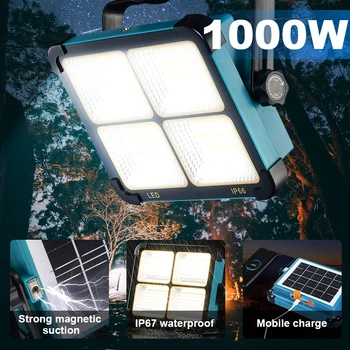 Superbright 1000watt Bærbare Camping Telt Lampe USB-Genopladelige LED Solar Oversvømmelse Lys Udendørs vandtæt Arbejde Reparation Belysning
