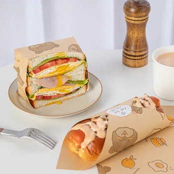 50stk pladsen tegnefilm sandwich coated gavepapir husholdningernes disponible olie-bevis kylling roll morgenmad bagning pad papir