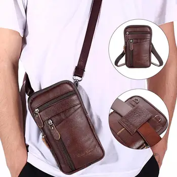 Bærbare Mænds Mobiltelefon Lommer Læder Bælte-Clip Taske Mode Crossbody Rygsæk, skuldertaske Waistbag