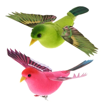 1Pc Skum Simuleret Farverige Fugle med Klip DIY Håndværk Ornamenter Haver Home Decor