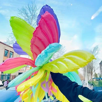 Farverige Sommerfugl, Engel Vinger Aluminium Film Ballon for Børn Dekoration Oppustelig Ballon Party Supplies