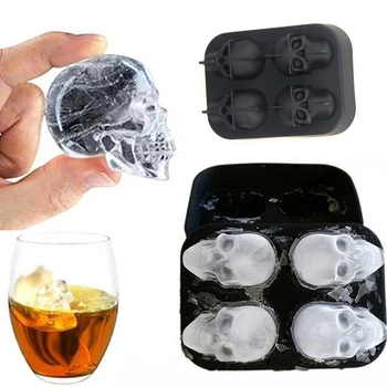 3D Kraniet Silikone Formen isterning Bakken Mould Ice Cube Kaffefaciliteter Is Kugle Formen Whisky, Vin Cocktail Ice Cube Formen Is Kugle Formen
