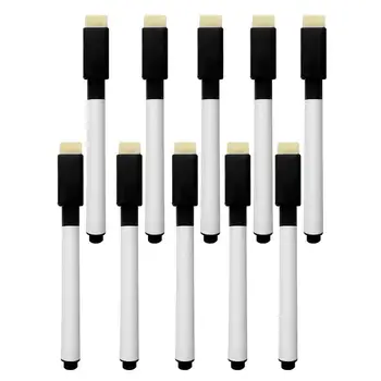 10STK/Masse Farvet Blæk Whiteboard Marker Pen Sæt Med Pen Gave Børn Markør Viskelæder Markør Papirvarer Børn Sletbare Kuglepen P3O0
