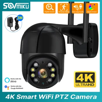 SOVMIKU 4K 8MP Wifi Smart PTZ-Kamera 5x Digital Zoom AI Menneskelige Opdagelse ONVIF Trådløst CCTV IP-Kamera Hjemme Overvågning Overvågning
