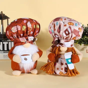 Chef Hat Kop Kaffe Dukke Rekvisitter Søde Gnome Stående Rudolph Dukke Dekorative Ornamenter