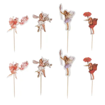 Flower Fairy Cupcake Topper For Børn Happy Birthday Blomst Angel Piger Kage Topper Part Indretning Af Forbrugsstoffer