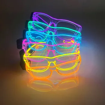 2023 Trådløse glød LED Briller Transparent Lysende Blinkende Solbriller UV400 neon Part Dekorative part Lys Forsyninger