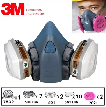 17 i 1 3M 7502 Halve Ansigt Sikkerhed Respirator Gas Mask Maleri Sprøjtning Industri Anti Støv Maske