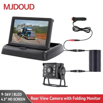 MJDOUD Bil førerspejlets Kamera med at Folde Skærmen for Vehicle Parkering Truck bakkameraet 4,3