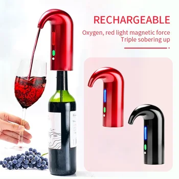 One Touch El-Vin Belufter Hurtig Beluftning Opvågnen Vin Karaffel Dispenser Pumpe Automatisk USB-Genopladelige Vin Pourer
