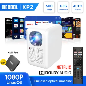 MECOOL 2023 Globale Version Projetor KP2 Globale Version med Linux 1+8 G 2,4 G/5G WiFi Netflix-Certificeret Dolby Lyd, Home Theater