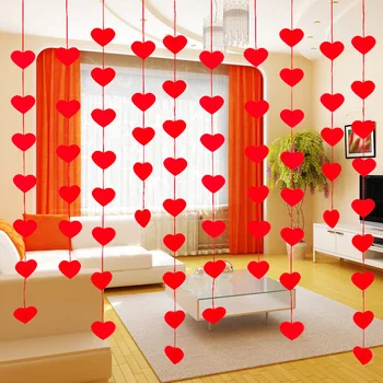 16 Hjerter Med Reb Romantisk Bryllup Dekoration Ægteskab Værelse Layout DIY Garland Kreative Kærlighed Gardin Bryllup Forsyninger