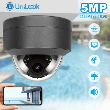 UniLook 5MP POE IP Dome Kamera Indbygget Mikrofon Offentlig Sikkerhed IR-30m H. 265 Video Overvågning Kamera