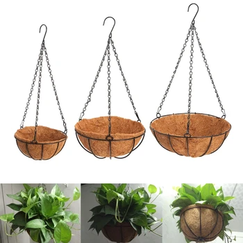 Hængende Kokos Vegetabilske Flower Pot Kurv Liners Planter Haven Indretning Strygejern Kunst