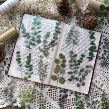 40pcs Naturlige Eucalyptus Blade Planter Klistermærker DIY Scrapbooking Collage Junk Tidende Æstetik, Indretning Papirvarer Håndværk Klistermærker