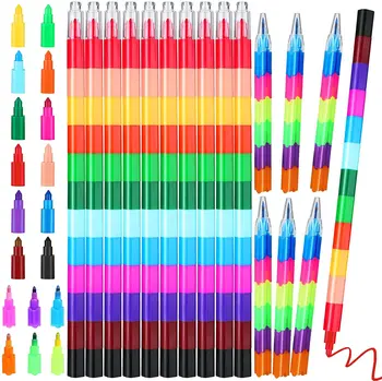 Stabling Stabelbare Buildable Farverige Crayon Part Favoriserer Rainbow Blyanter Til Børnene' Farveblyanter Farve Skole Kontorartikler