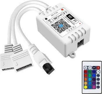 Smart RGB WiFi LED Controller 2-Udgang til 4 Pin-RGB LED Strip Arbejde med Alexa/Google-Assistent,Voice/APP Control IR-Fjernbetjening