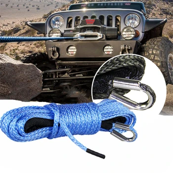 15m 6mm/7mm Trækkende Winch Kabel-Rope String Linje Syntetisk Fiber 5800lbs/7700lbs/9300lbs for Jeep, ATV og UTV SUV, 4X4 4WD