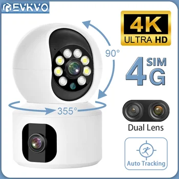 EVKVO 4K 8MP Dobbelt Linse 4G PTZ-Kamera WIFI-Dual Screen Baby Monitor menneskehandel Indendørs Hjem Secuity CCTV-Overvågning V380