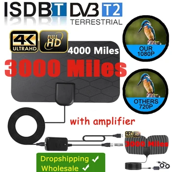 Kebidumei 3000 Miles 8K Digitale DVB-T2 TV Indendørs Antenne med forstærker Booster, 1080P-Antenne Til Bil antenne RV rejse smart tv