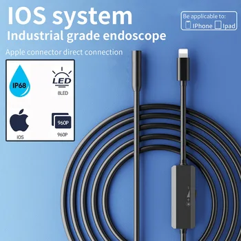 IOS inspektionskamera Til iPhone APPLE Lightning 8MM Biler Endoskopisk Vandtæt 8 Lysdioder Endoskop Inspektion iPhone14 iPad, iOS