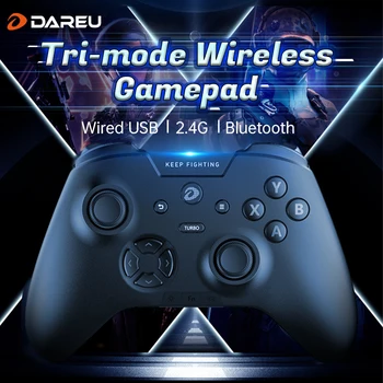 DAREU Tri-mode Gamepad RGB Bluetooth Trådløse 2,4 G E-sports-Joystick Controller, Makro Knappen Tilbage til Android, PC, TV-Spil