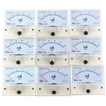 85C1-mA DC Amp Meter Analog Meter Panel måleområde 1mA 2mA 10mA 20mA 50mA 100mA
