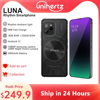 Unihertz Luna Smartphone Rytme Omgivende LED strip Musik Phone 8GB RAM 256GB ROM 108MP G99 Mobiltelefon Night Vision Mobiltelefon