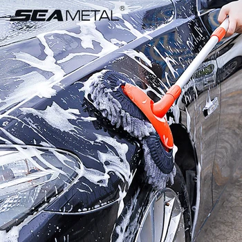 Dobbelt Børste Hoved bilvask Mop Rectratable Teleskopisk Roterende Mopper Tag Vindue Rengøring Vedligeholdelse for Bil Vask Tilbehør