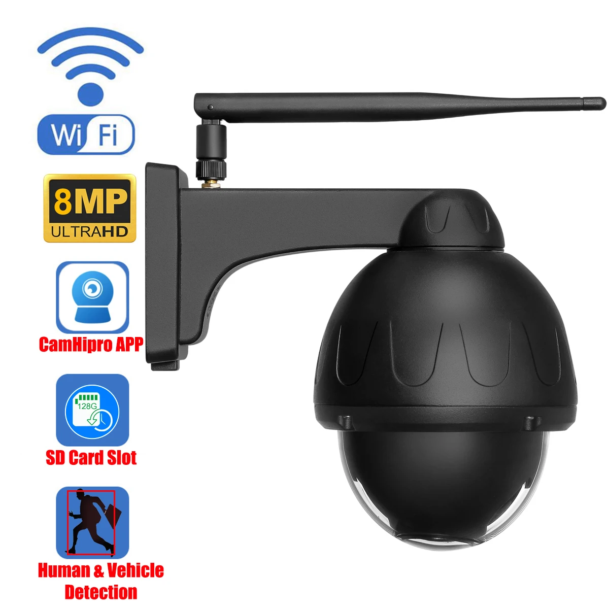 OwlCat 8MP Udendørs Vandtæt Black Dome IP-Kamera 4K HD-Menneskelige Intelligente Automatiske Sporing af Køretøjer Opdagelse SD-Kort Slot Lyd