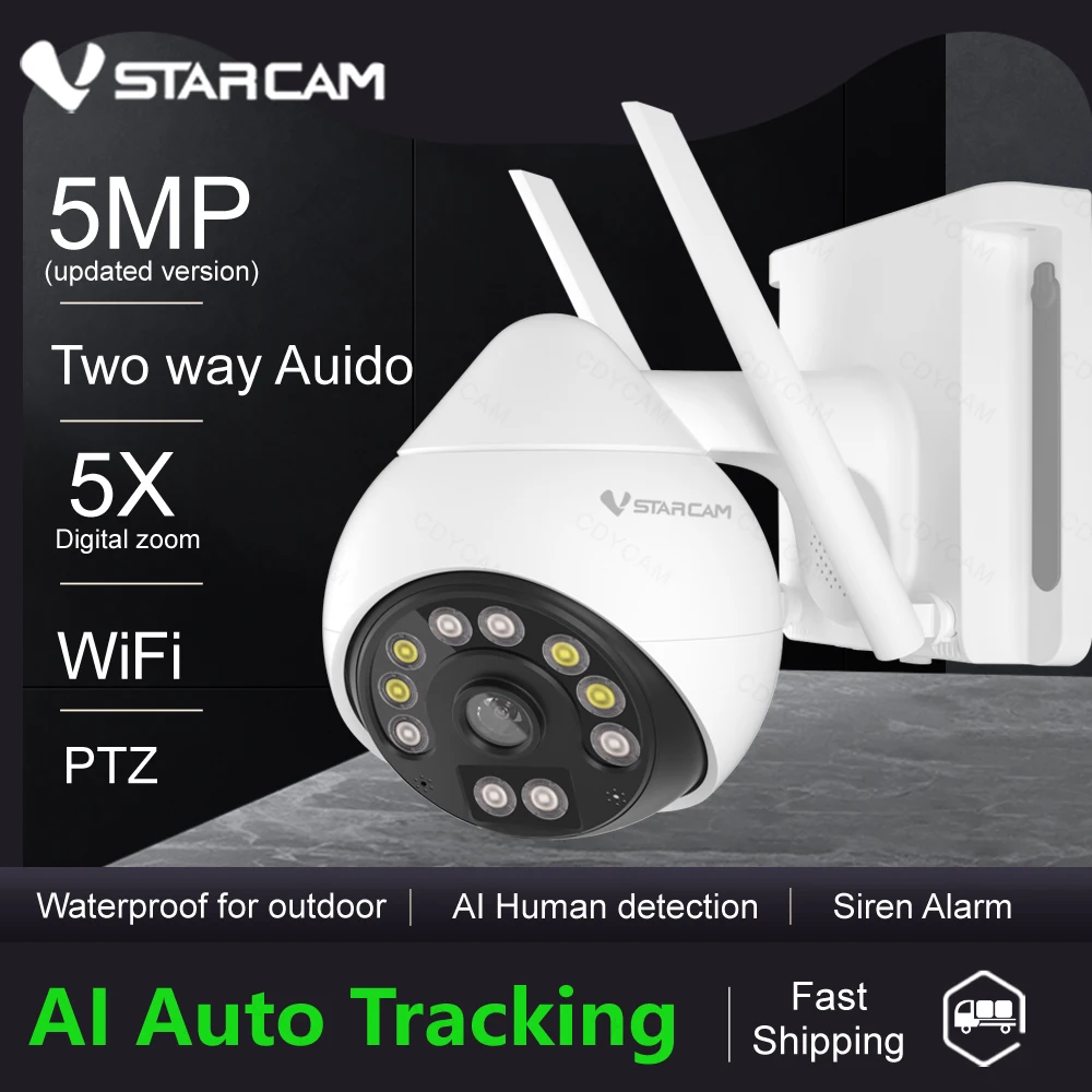 Vstarcam 5MP Cruiser Wi-Fi IP-Kamera 5X Digital Zoom Udendørs IP67 Vandtæt Optagelse af Lyd Kamera AI Menneskelige Opdagelse Kamera