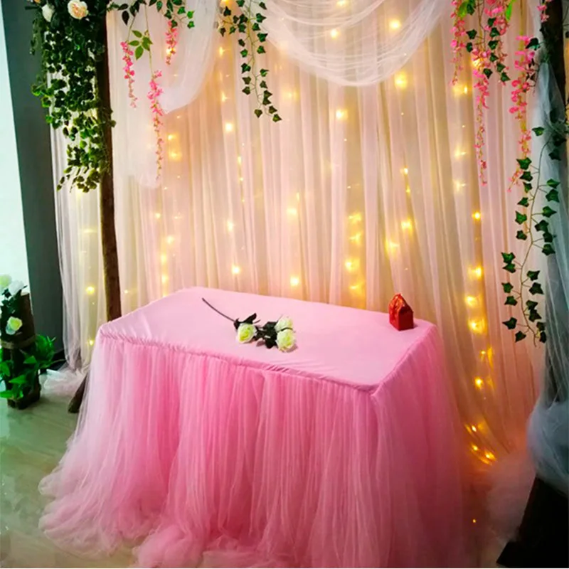 10m X 48cm Bryllup Dekoration Organza Crystal Ren og skær DIY Bryllup Blomster Arch Tyl Roll Baggrund Hængende Indretning festartikler
