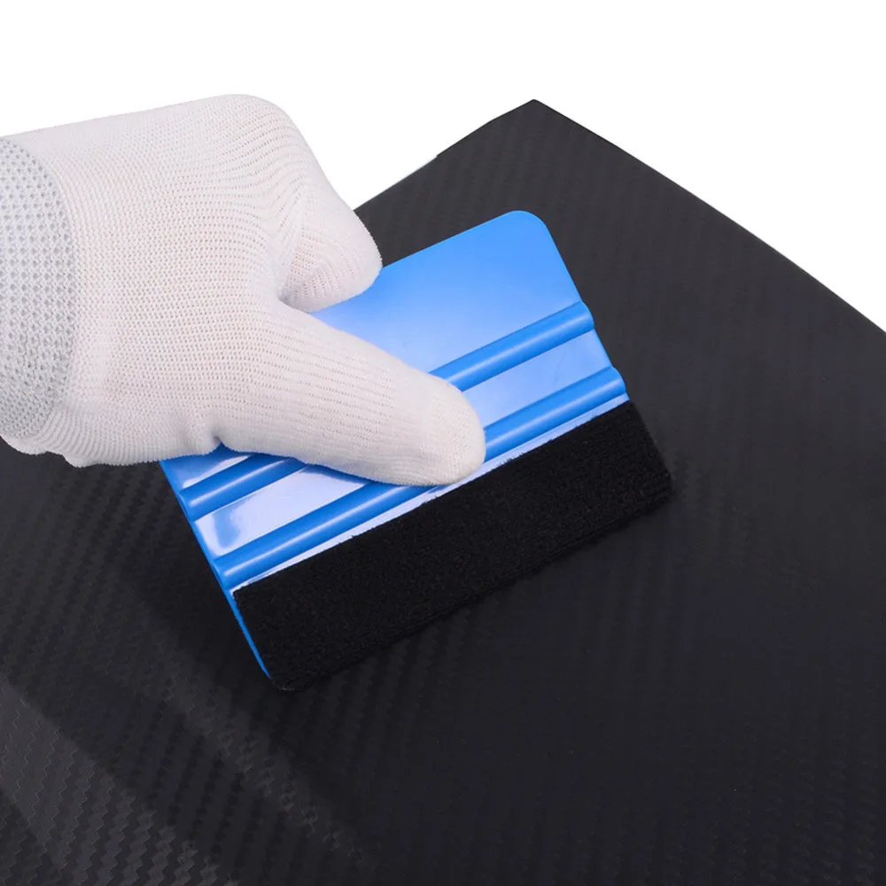 1stk 10x7cm Auto Styling Vinyl Carbon Fiber Vinduet Ice Remover Rengøring Vask af Bilen Skraber Med Filt Skraberen Af Film til Indpakning