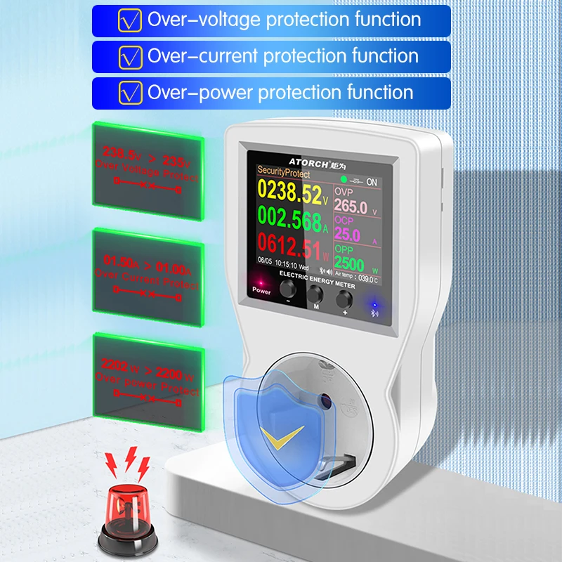 AC85V-265V Digital Power Wattmeter El-forbrug Kwh Energi Meter watt Watt Meter EU US FR AU UK stik Med APP