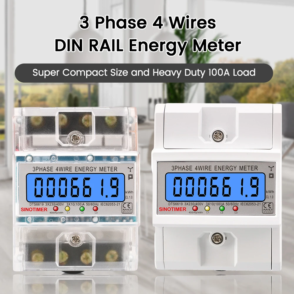 Nye Din-Skinne 3 Fase 4-leder Elektroniske Watt Strømforbrug Energy Meter kWh 100A 380V AC 50 hz-LCD-Display med Baggrundslys Wattmeter