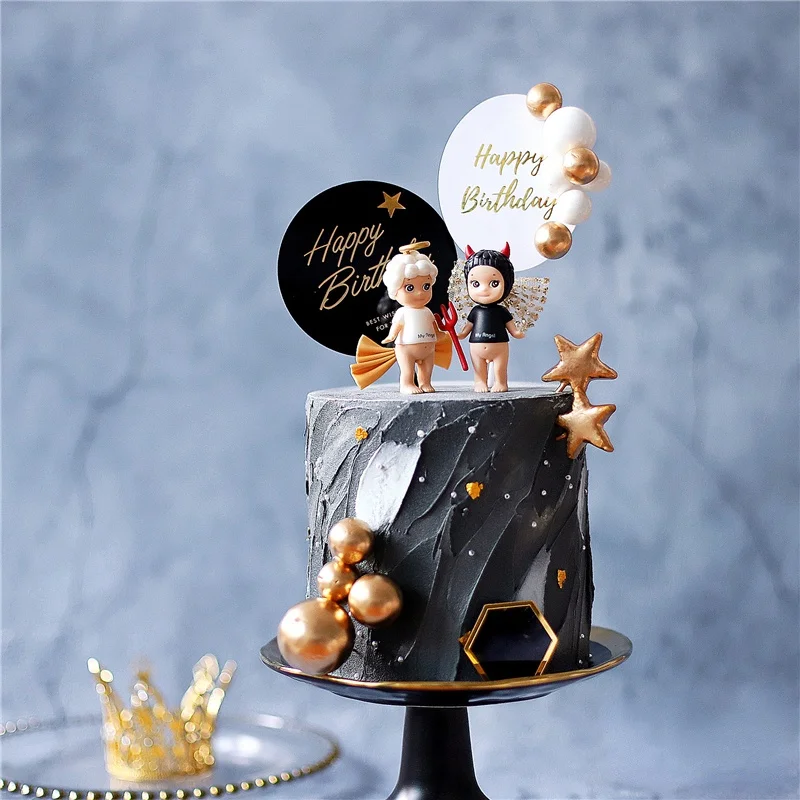 Swan Smukke Fjer Crystal Svane Happy Birthday Cake Topper Crown Black Swan Kage Topper Kids Fødselsdag Kage Dekorationer Kærlighed