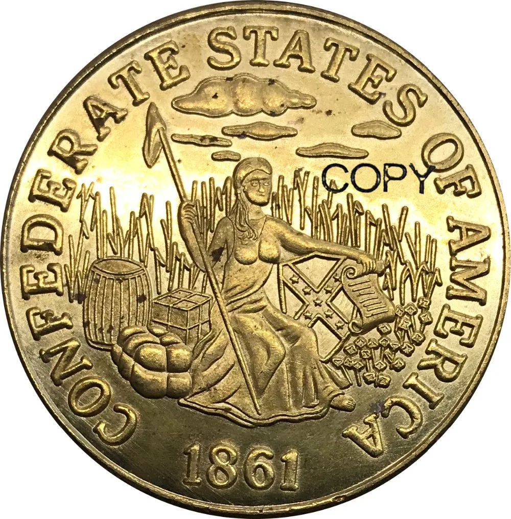 Usa 1861 Confederate States of America, CSA $20 Dollars Messing Metal Guld Mønt Kopiere Mønter Edeg Almindelig