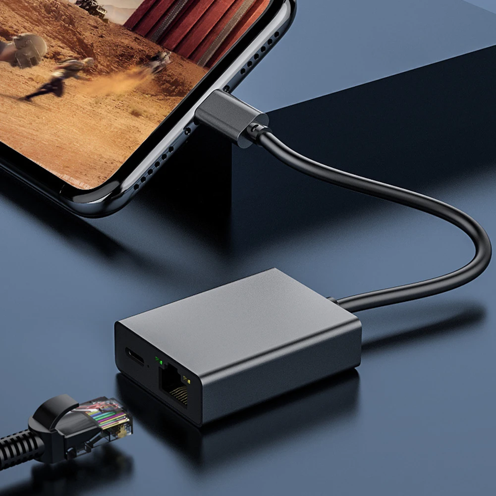 USB3.0 Type-C til RJ45-Internet-Kabel Plug-and-Play USB-1000 mbps Ethernet-Netværkskort Støtte PD Opladning til Tablet