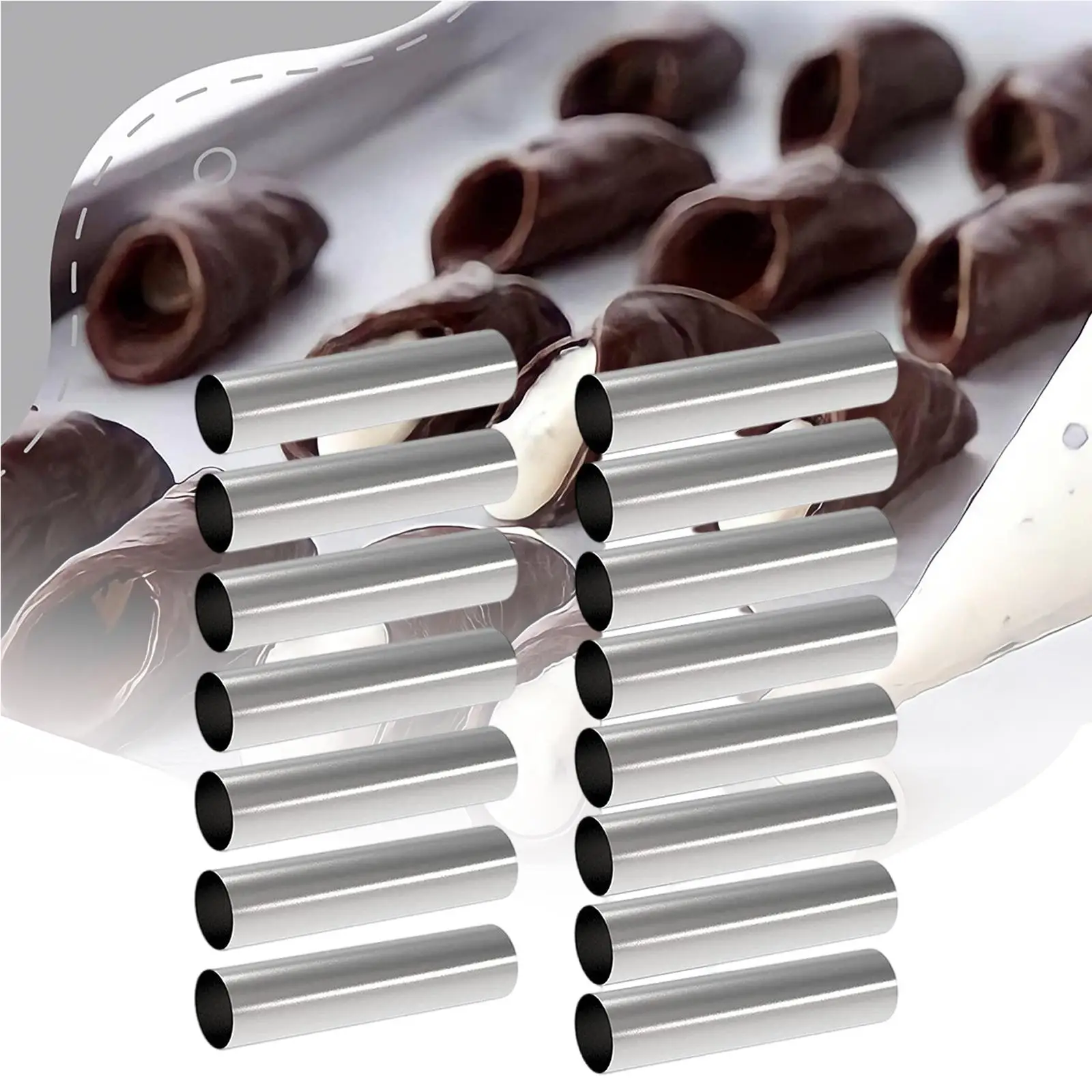 15Pcs Cannoli Rør i Rustfrit Stål Cannoli Rør Skaller Kage til Chokolade Kegler Brød