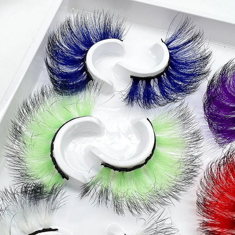 2022 Nyeste 3D-Mink Farverige Øjenvipper Af 100% Mink Vipper Gradient Pink Blå Rød Hvid Falske Øjenvipper Bløde Bløde Cilias Sælger