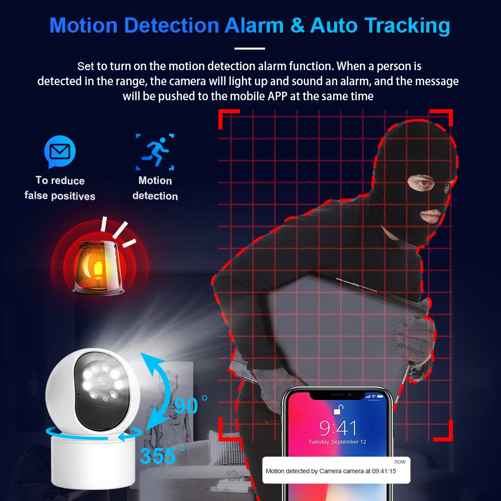 5MP IP-WiFi survalance kamera Sikkerhed Night Vision Fuld Farve overvågningskameraer AI Automatisk menneskehandel Indendørs Video Cam