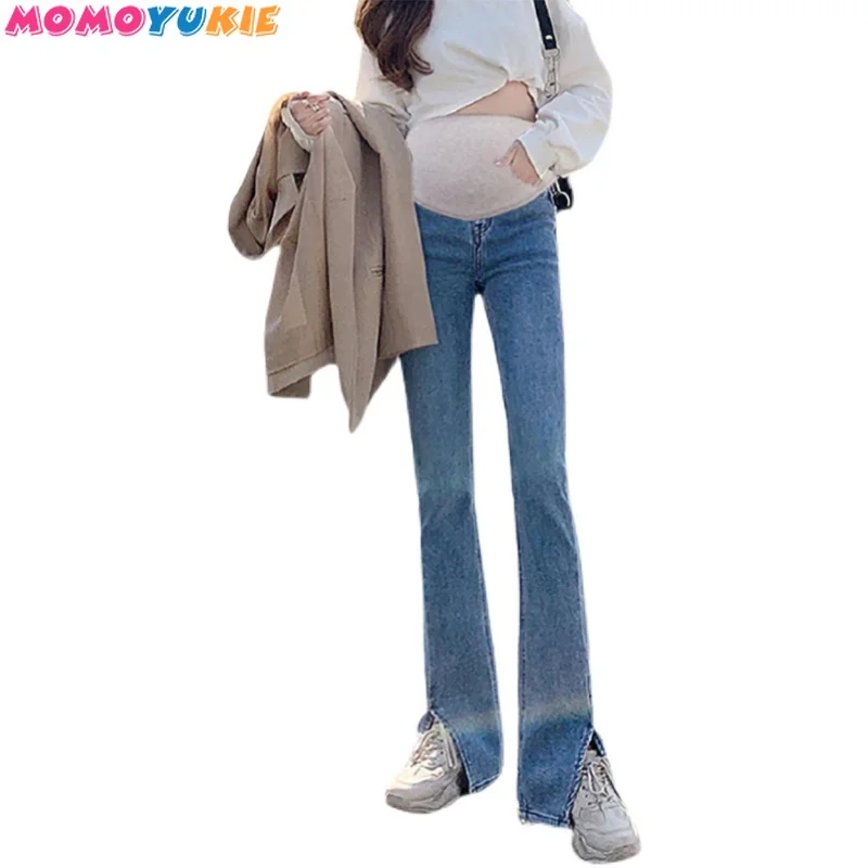 barsel bukser tøj Gravid kvinde graviditet tøj, høj talje elastisk denim flare jeans grossesse kvinder bukser