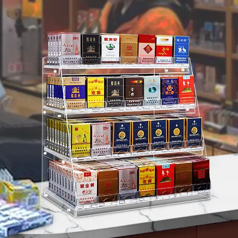 Cigaret Shop Fremvise Akryl Display Auto - Push-Cigaret Display Rack Kabinet Holder Med Pris Slot Supermarked Butik