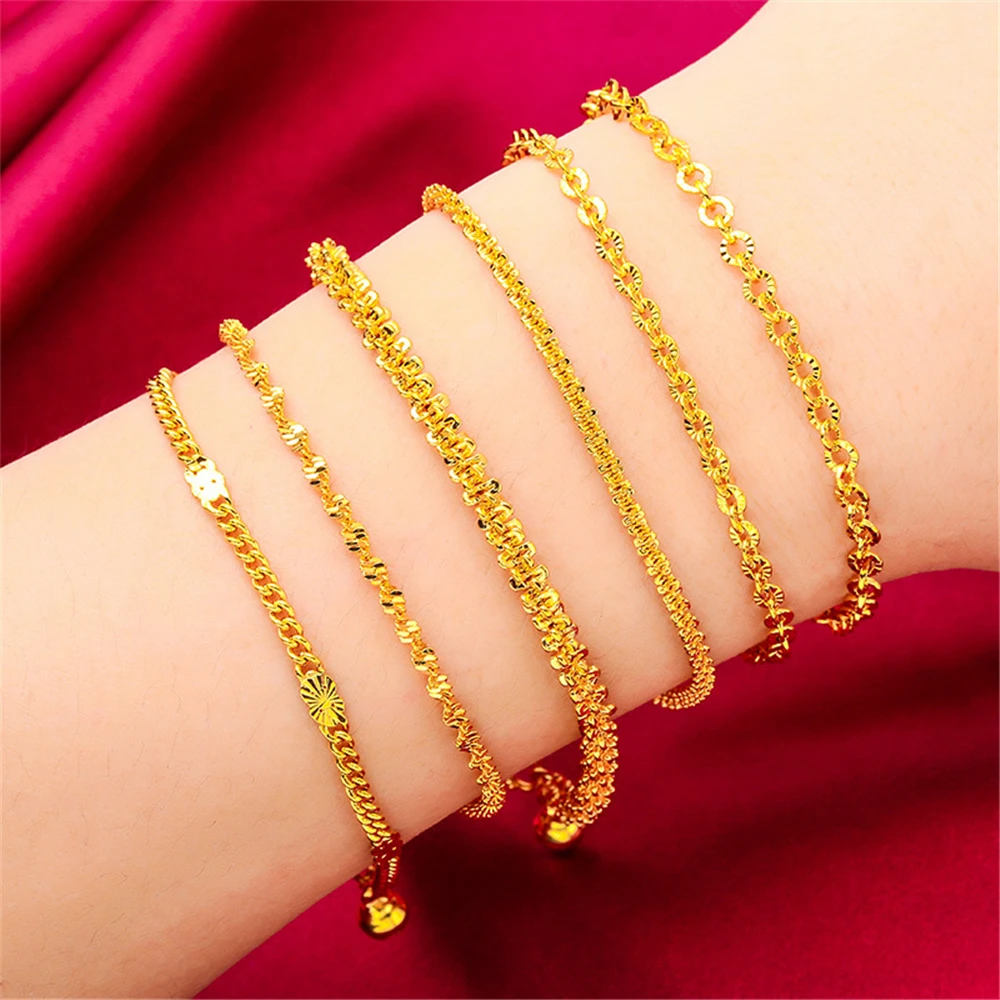 Guld Armbånd Til Kvinder 24k Guld Forgyldt Kæde Armbånd Piger Armbånd Pulsera Mujer Dubai Gaver Smykker Tilbehør