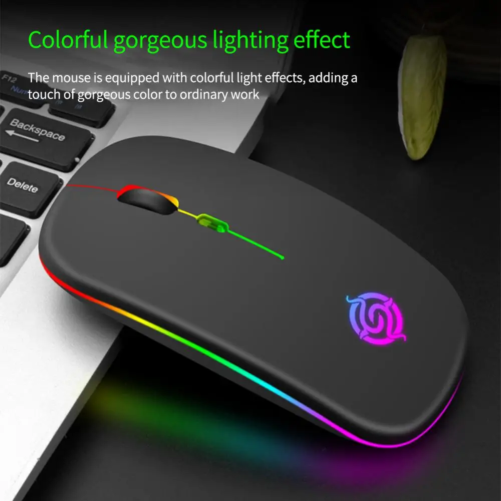 Lysende Trådløse Mus RGB Genopladelige Mus Trådløse Computer Lydløs Mus LED-Baggrundsbelyst Ergonomisk Gaming Mus Til Bærbare PC